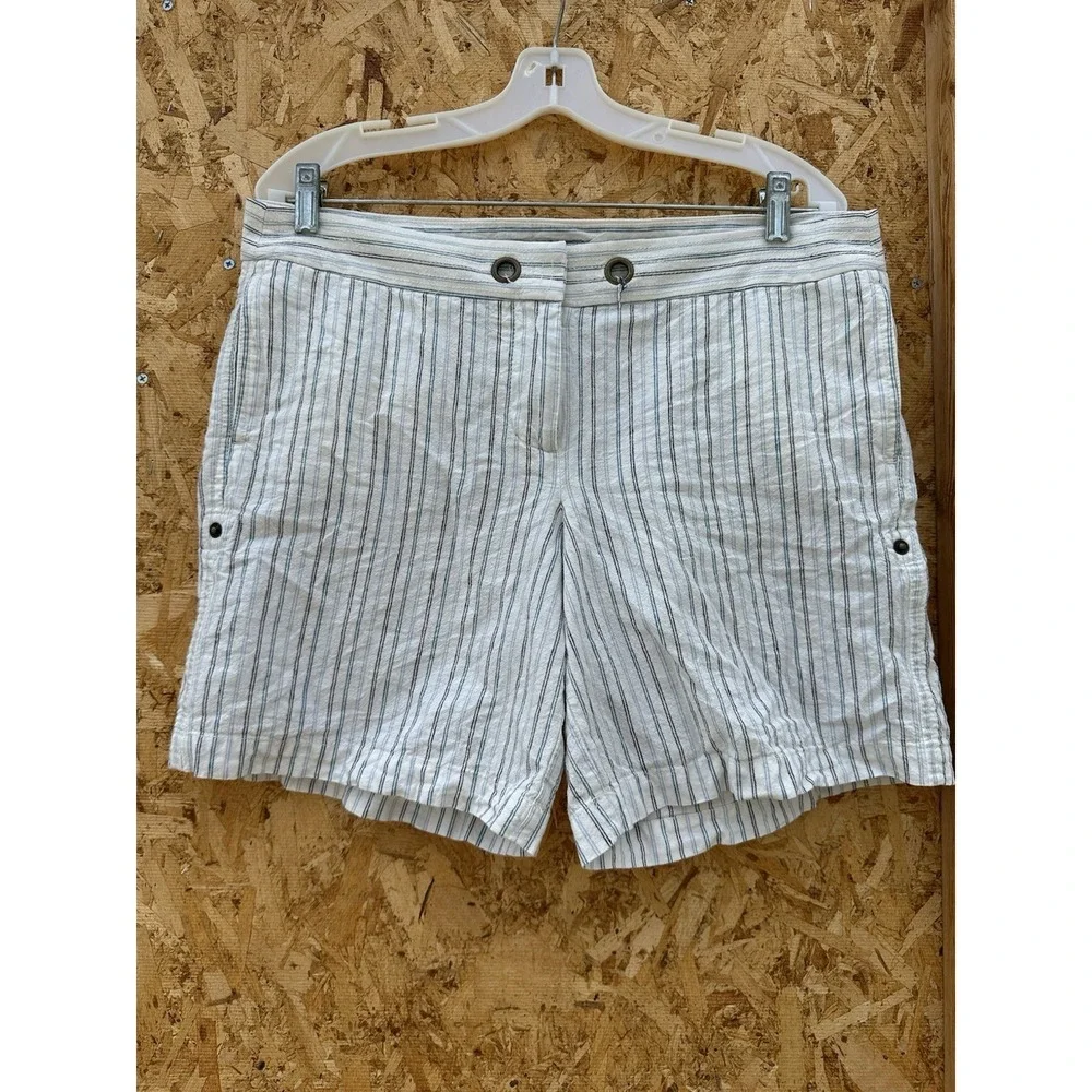 VTG J. Crew Women's‎ Size 10 White Striped City Fit Shorts Casual Pockets